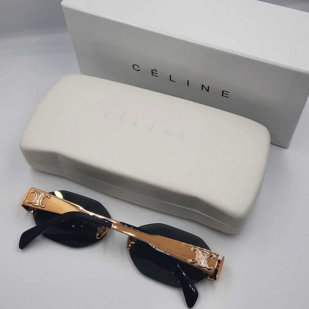CELINE Triomphe CL42119U doré vert avec pochette à bandoulière