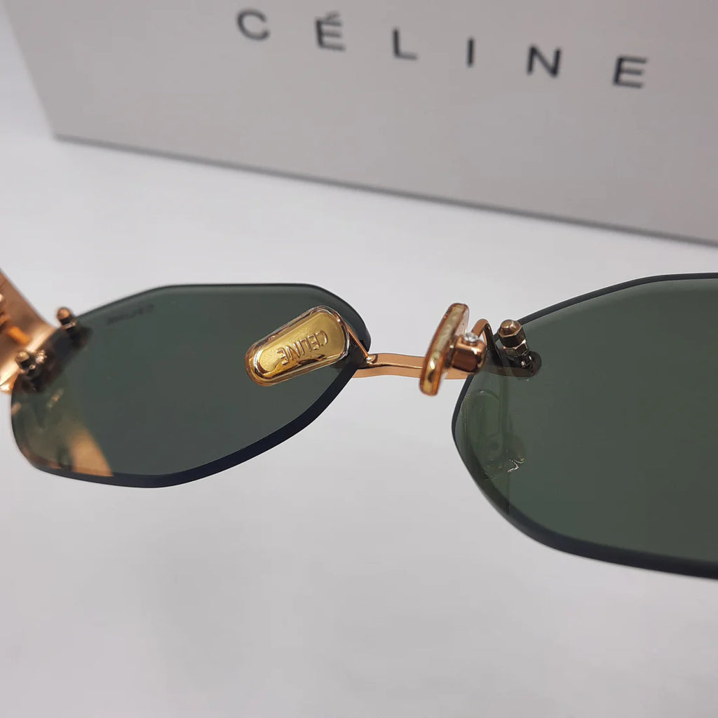 CELINE Triomphe CL42119U doré vert avec pochette à bandoulière