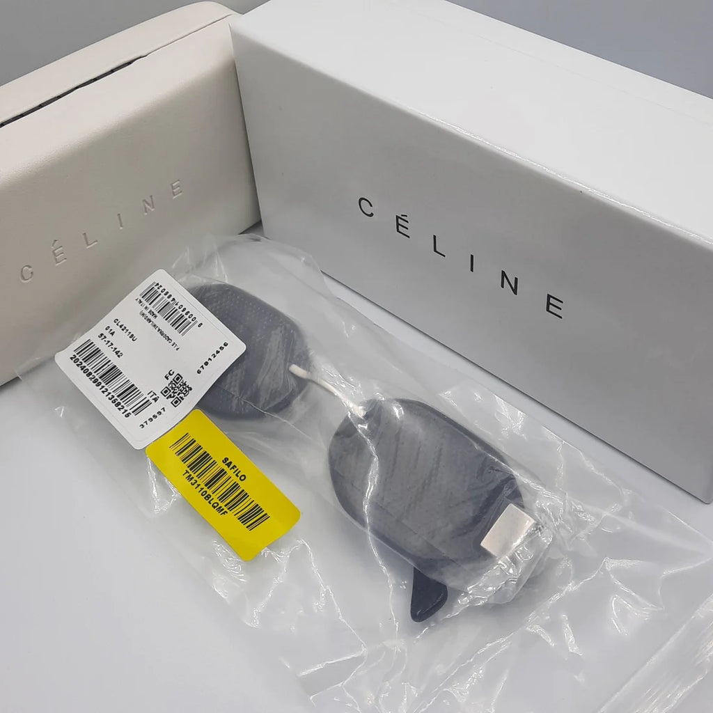 CELINE Triomphe CL42119U argenté noir avec pochette à bandoulière