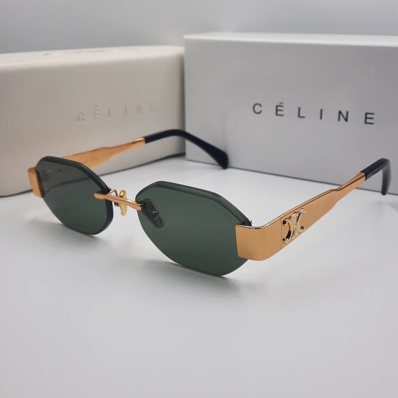CELINE Triomphe CL42119U doré vert avec pochette à bandoulière