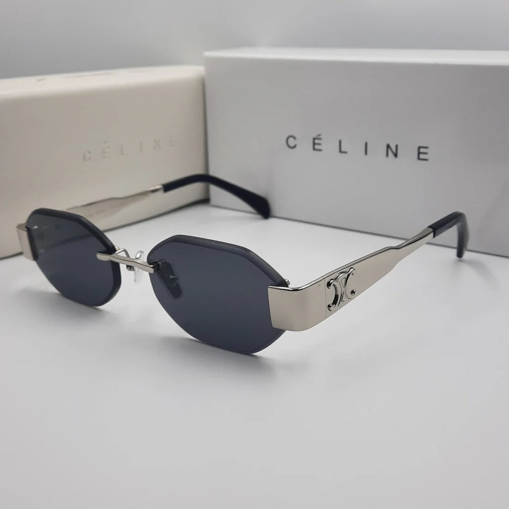 CELINE Triomphe CL42119U argenté noir avec pochette à bandoulière