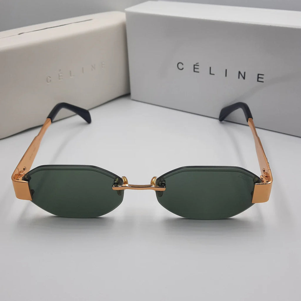 CELINE Triomphe CL42119U doré vert avec pochette à bandoulière